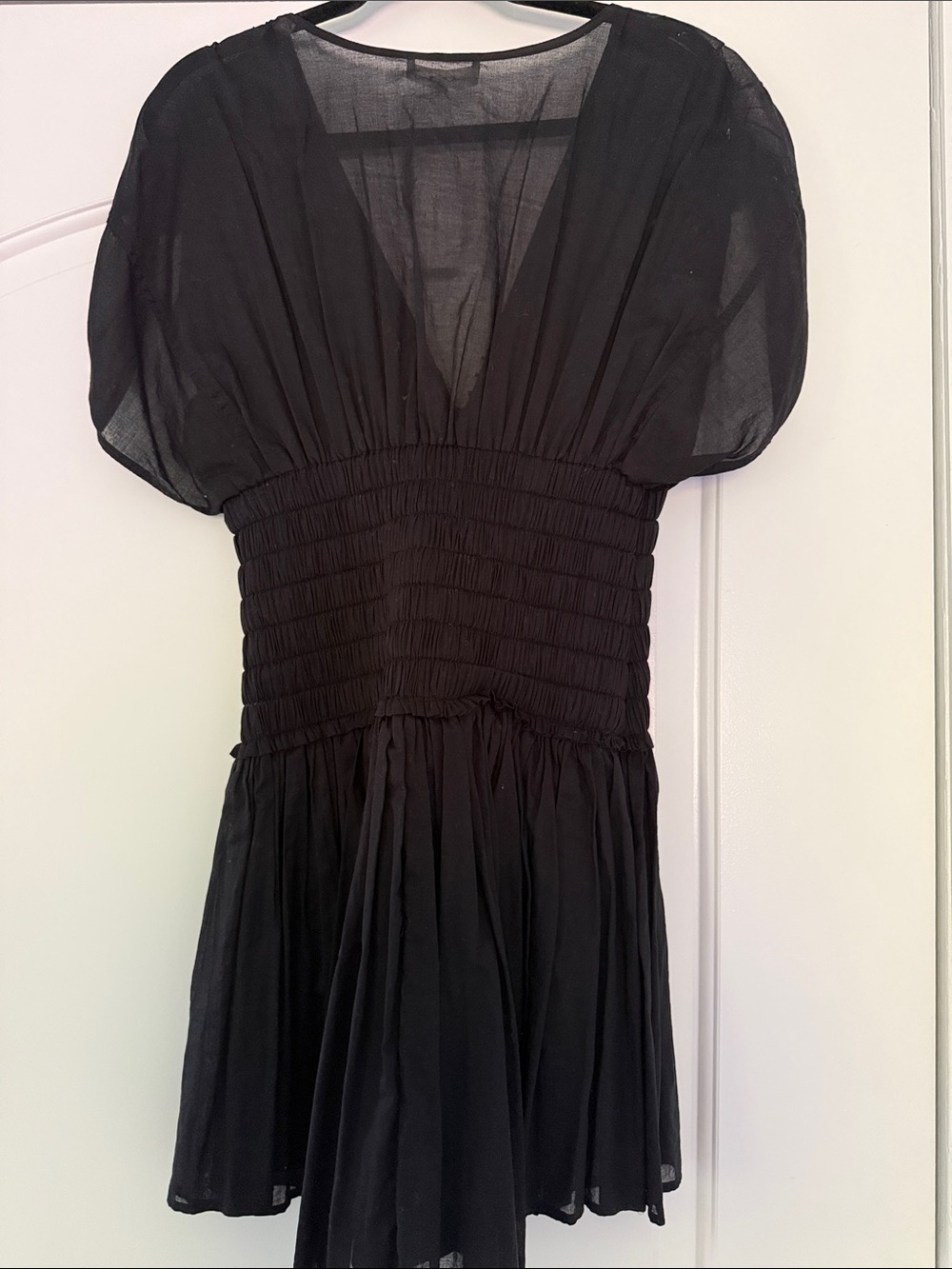A.L.C. Black V-Neck Pleated Mini Dress - Picture 4 of 5